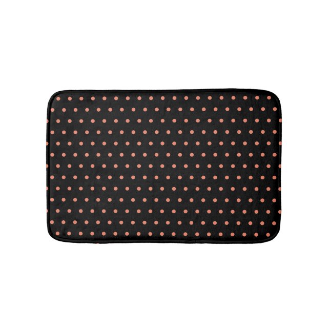 Stylish SALMON Polka Dot Black Badematte (Vorderseite)