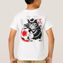 Stylish Samurai Cat Japan Soccer For Football fans T-Shirt