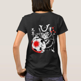 Stylish Samurai Cat Japan Soccer For Football fans T-Shirt