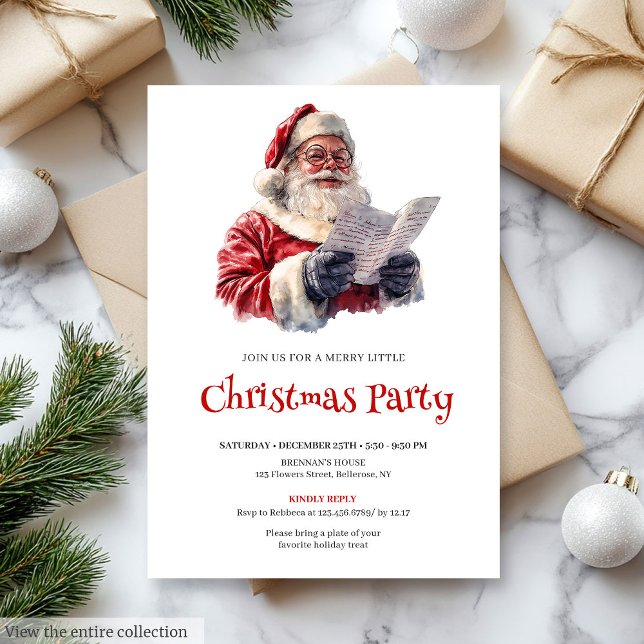 Stylish Santa Modern Festive Holiday Invitation Einladung (Stylish Santa Modern Festive Holiday Invitation)