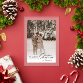 Stylish Script Elegant Photo Merry Christmas Card Acryleinladungen