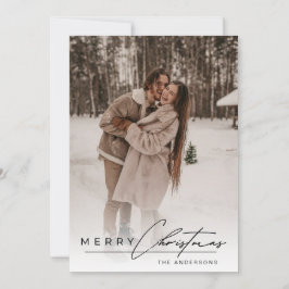 Stylish Script Elegant Photo Merry Christmas  Feiertagskarte