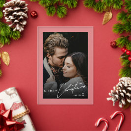 Stylish Script Minimalist 1 Photo Christmas Card Acryleinladungen