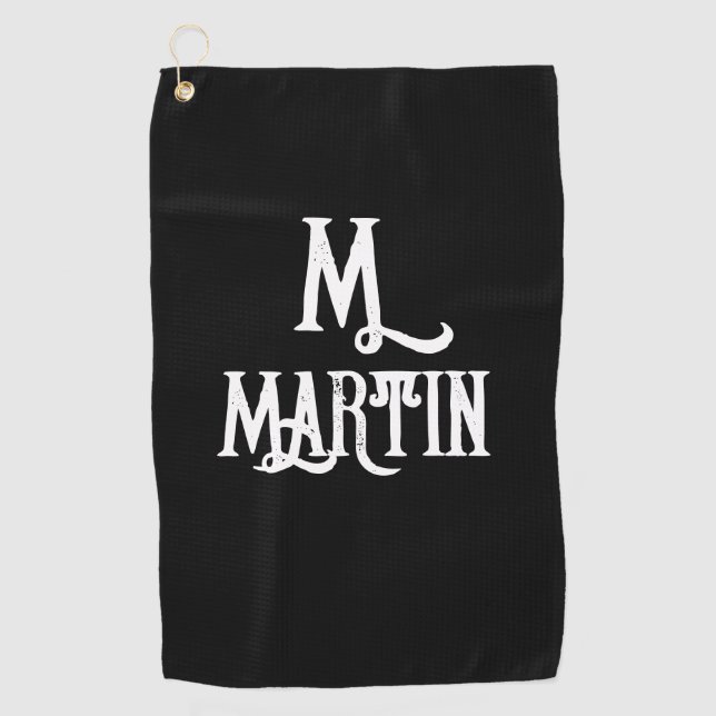 STYLISH SCRIPT MONOGRAM GOLF TOWEL GOLFHANDTUCH (Vorderseite)