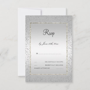 Stylish Silver Confetti 60. Wedding RSVP Karte