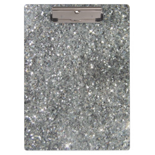 Stylish Silver Glitter Glitz Foto Klemmbrett