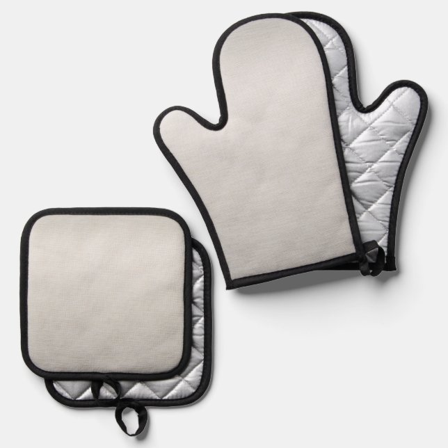 Stylish Silver Oven Mitt with Matching Pot Holder Ofenhandschuh & Topflappen-Set (Vorderseite/Rückseite)
