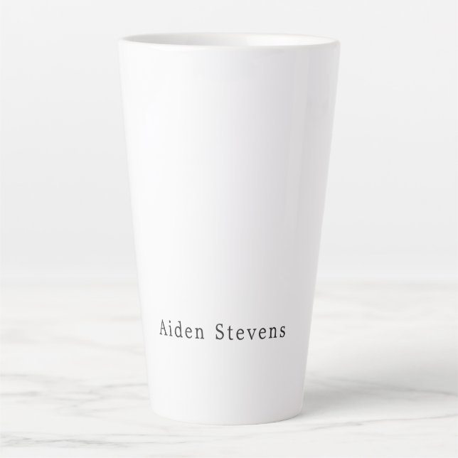 Stylish Simple Plain Black & White Minimalist Name Milchtasse (Vorderseite)