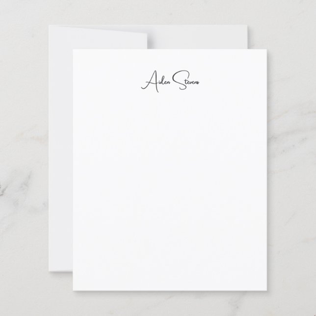 Stylish Simple Plain Minimalist Name Paper Sheet (Vorderseite)