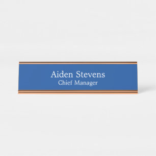Stylish Simple Schlicht Deep Blue Minimalistisch Schreibtischnamensplakette