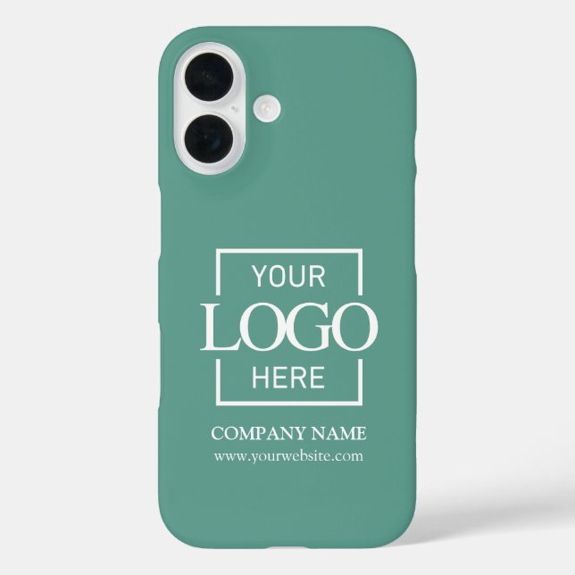 Stylish Simple Teal Business Company Logo Apple iPhone 16 Hülle (Rückseite)
