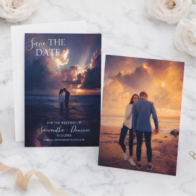 Stylish Simple Vollfoto-Doppelseite Save The Date (Von Creator hochgeladen)