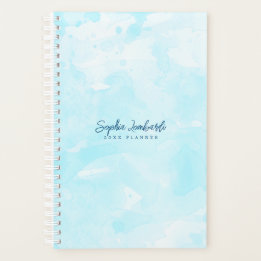 Stylish Sky Blue Watercolor Wash Planner Planer