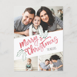 Stylish Slant Watercolor Frohe Weihnachten 3-Foto