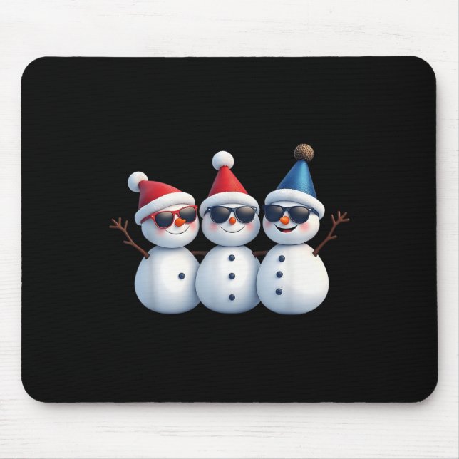 Stylish Snowmen In Winter Wonderland 3 Snowmen Fri Mousepad (Vorne)