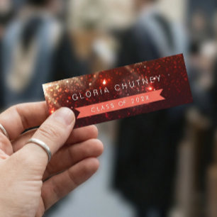 Stylish Sparkles Student Graduation Name Card Telefonnummerkarte