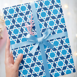 Stylish Star von David Pattern Blue White Geschenkpapier