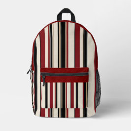 Stylish Striped Black Red Cream Bedruckter Rucksack