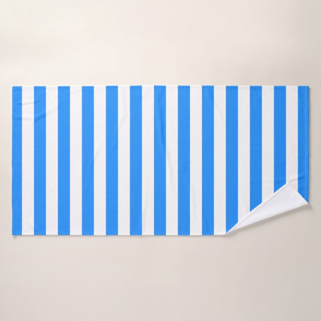 Stylish Striped White and Bright Blue Badehandtuch (Badehandtuch)