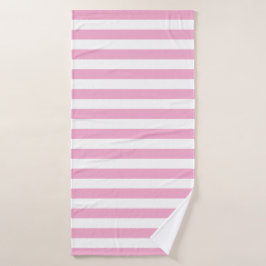 Stylish Striped White and Light Pink Badehandtuch