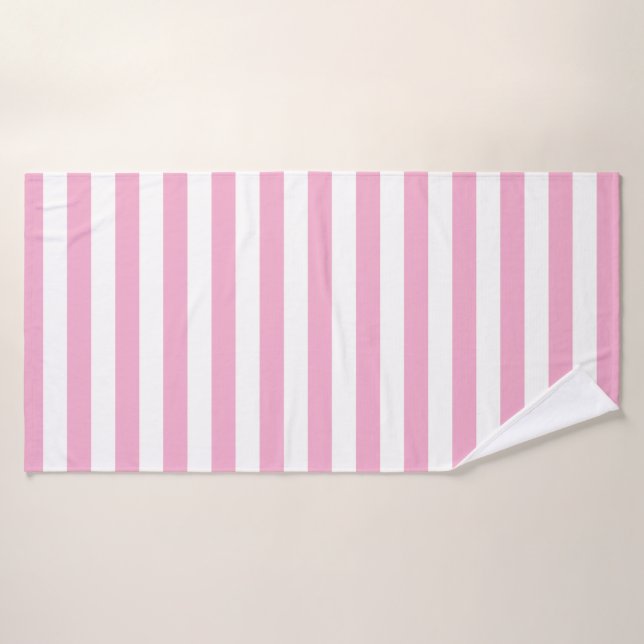 Stylish Striped White and Light Pink Badehandtuch (Badehandtuch)