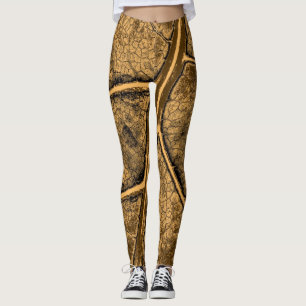 Stylish Tan Leaf Leggings