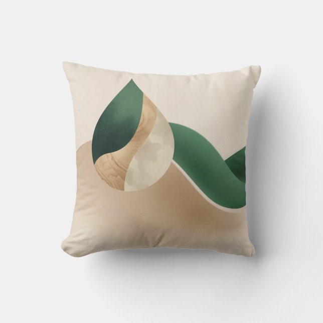 Stylish Teardrop Wave Beige and Green  Kissen (Vorderseite)