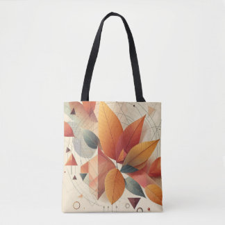 Stylish Tote with Leaf & Geometric Pattern Tasche