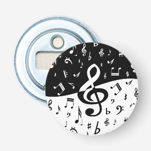 Stylish Treble Clef Wave Black and White Flaschenöffner