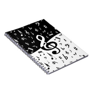 Stylish Treble Clef Wave Black and White Notizblock