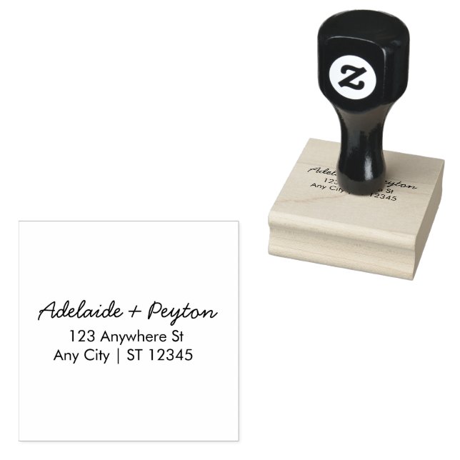 Stylish Trendy Couple | Script Wedding Address Gummistempel (Stempel)