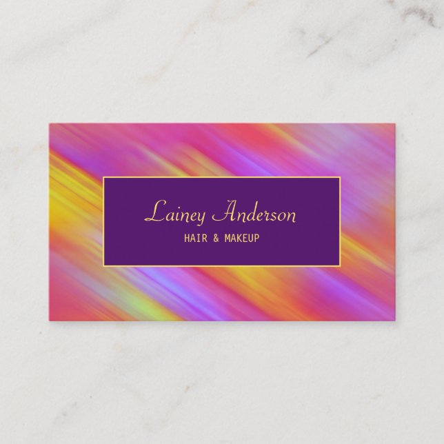 Stylish Trendy groovy neon pink yellow purple Visitenkarte (Vorderseite)