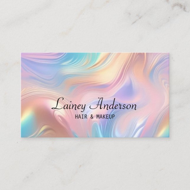 Stylish Trendy groovy pastel faux holograpic Visitenkarte (Vorderseite)