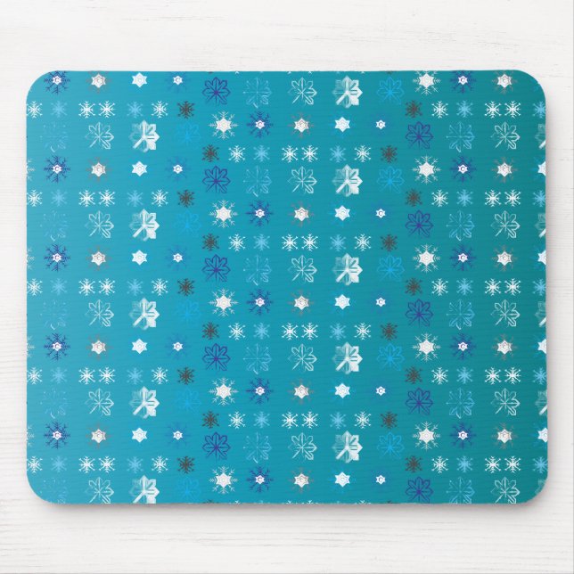 Stylish turquoise and white, stars and snowflakes mousepad (Vorne)