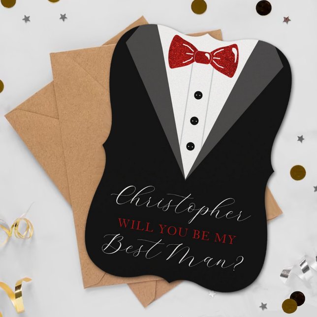Stylish Tuxedo Best Man Wedding Proposal Card (Von Creator hochgeladen)