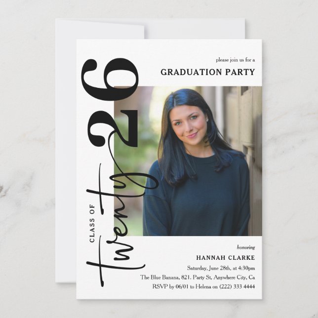 Stylish Twenty25 Photo Graduation Party Invitation (Devant)