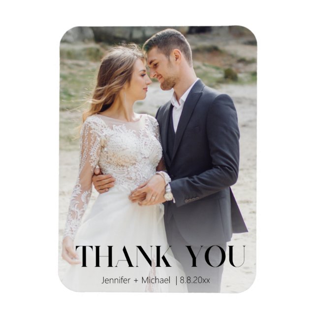 stylish typography wedding Foto vielen Dank Magnet (Vertikal)