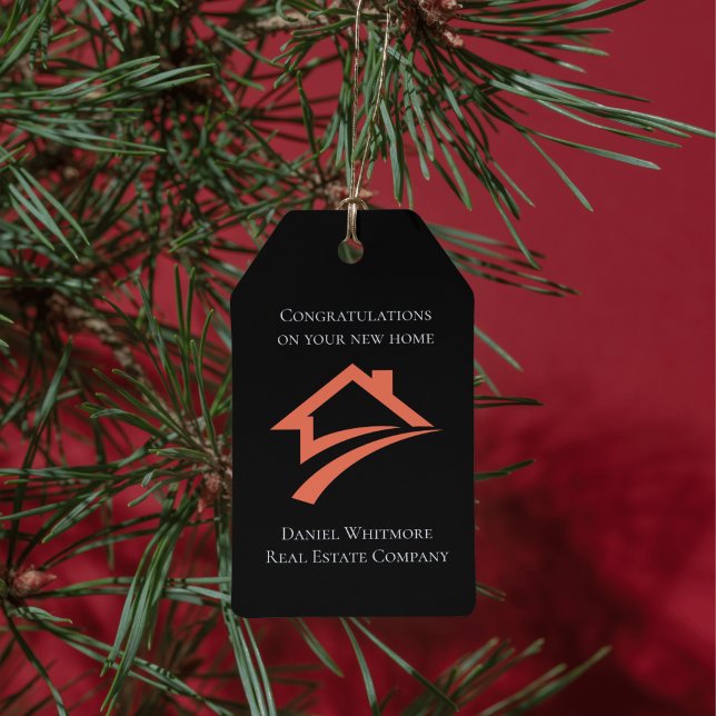 Stylish Unique Black Real Estate Agent Geschenkanhänger (Stylish Unique Black Real Estate Agent Gift Tags)