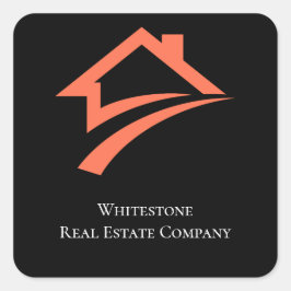 Stylish Unique Black Real Estate Agent Quadratischer Aufkleber