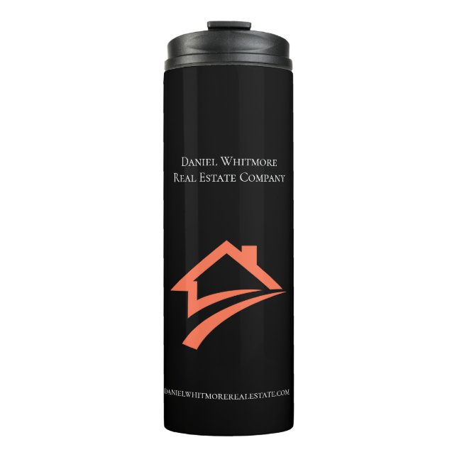 Stylish Unique Black Real Estate Agent Thermosbecher (Vorderseite)