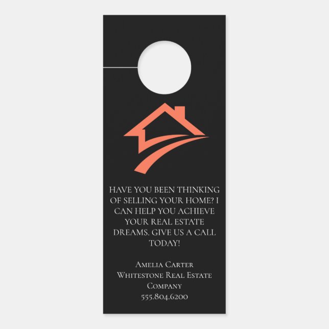 Stylish Unique Black Real Estate Agent Türanhänger (Vorderseite)