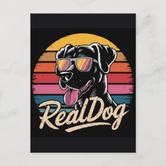 Stylish vintage dog illustration with 80s vibes feiertagspostkarte