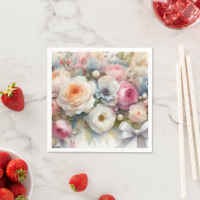 Stylish Watercolour Aquarell Artwork Flowers Serviette (Beispiel)