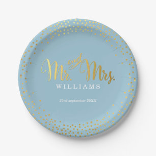 STYLISH WEDDTABLE mini Konfetti Gold blau Pappteller
