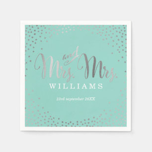 STYLISH WEDDTABLE mini Konfetti SILVER Minze Serviette