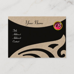 STYLISH WINGS FUCHSIA RED RUBY GEMSTONE MONOGRAM VISITENKARTE