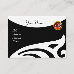 STYLISH WINGS MONOGRAM, RED RUBY, Leinen Visitenkarte
