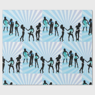Stylish Women Silhouetten Türkisblaue Mode Geschenkpapier