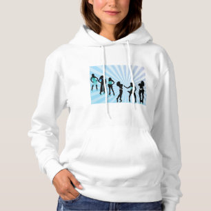 Stylish Women Silhouetten Türkisblaue Mode Hoodie