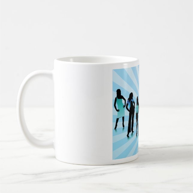 Stylish Women Silhouettes Teal Blue Fashion Kaffeetasse (Links)